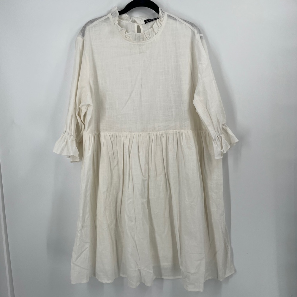 Shein Higer End Cotton White Linen Dress 2XL